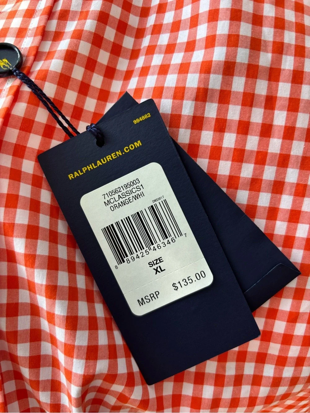 Polo by Ralph Lauren Orange and White Gingham Button-Down Shirt